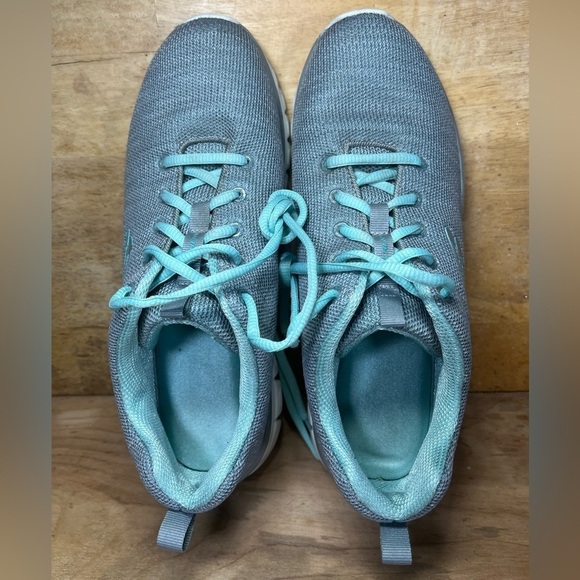 Skechers Memory Foam Knit Womens Size 9 Trainers Gray/Light Blue 12614 - Picture 6 of 8